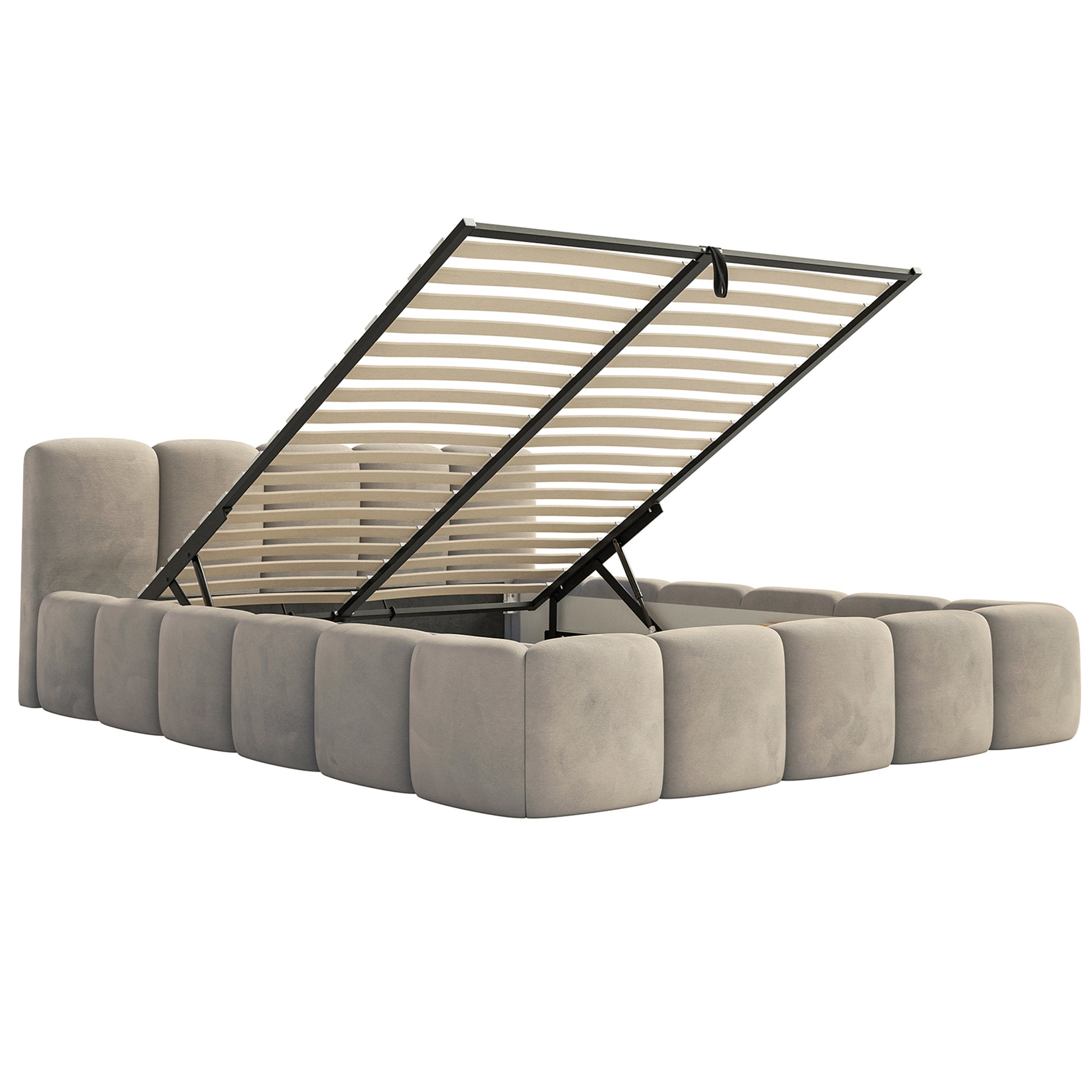 Miegamojo lova LOW Veliūro audinys