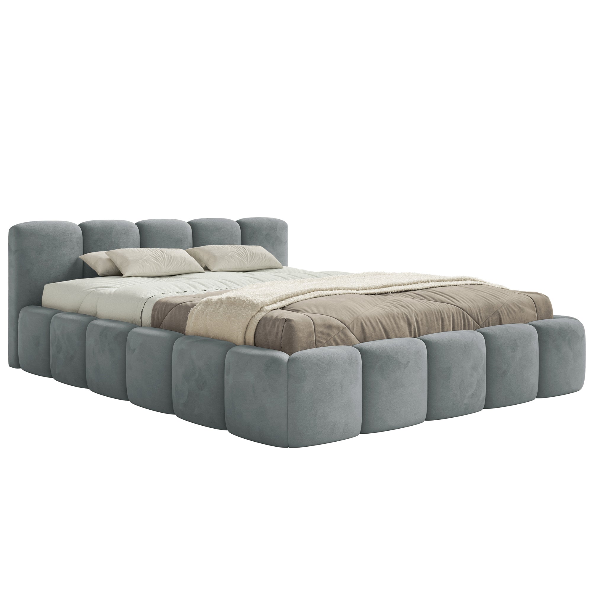 Miegamojo lova LOW Veliūro audinys