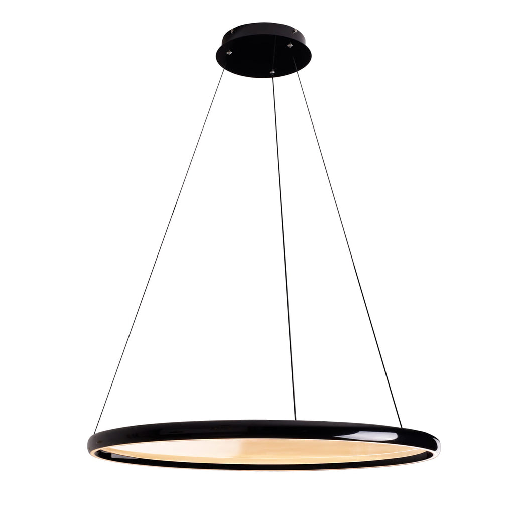MAXLIGHT QLED P0557 juodas pakabinamas LED šviestuvas su pulteliu – modernus reguliuojamas apšvietimas svetainei ar valgomajam