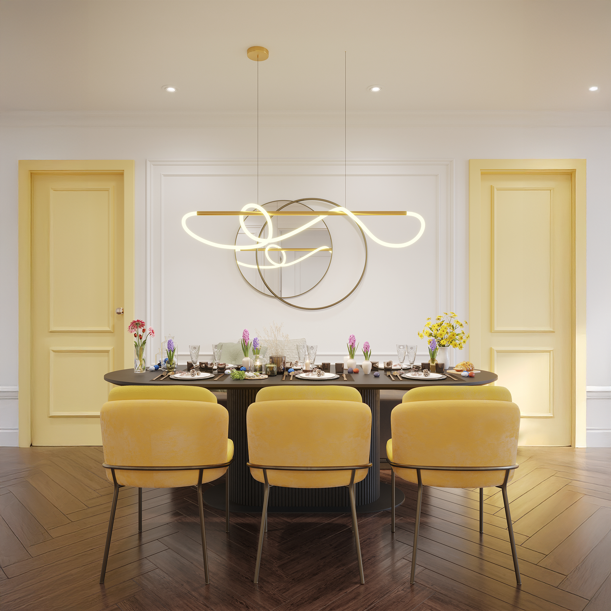 modernios klasikos interjere maxlight gamintojo šviestuvas laguna p0614 virš valgomojo stalo