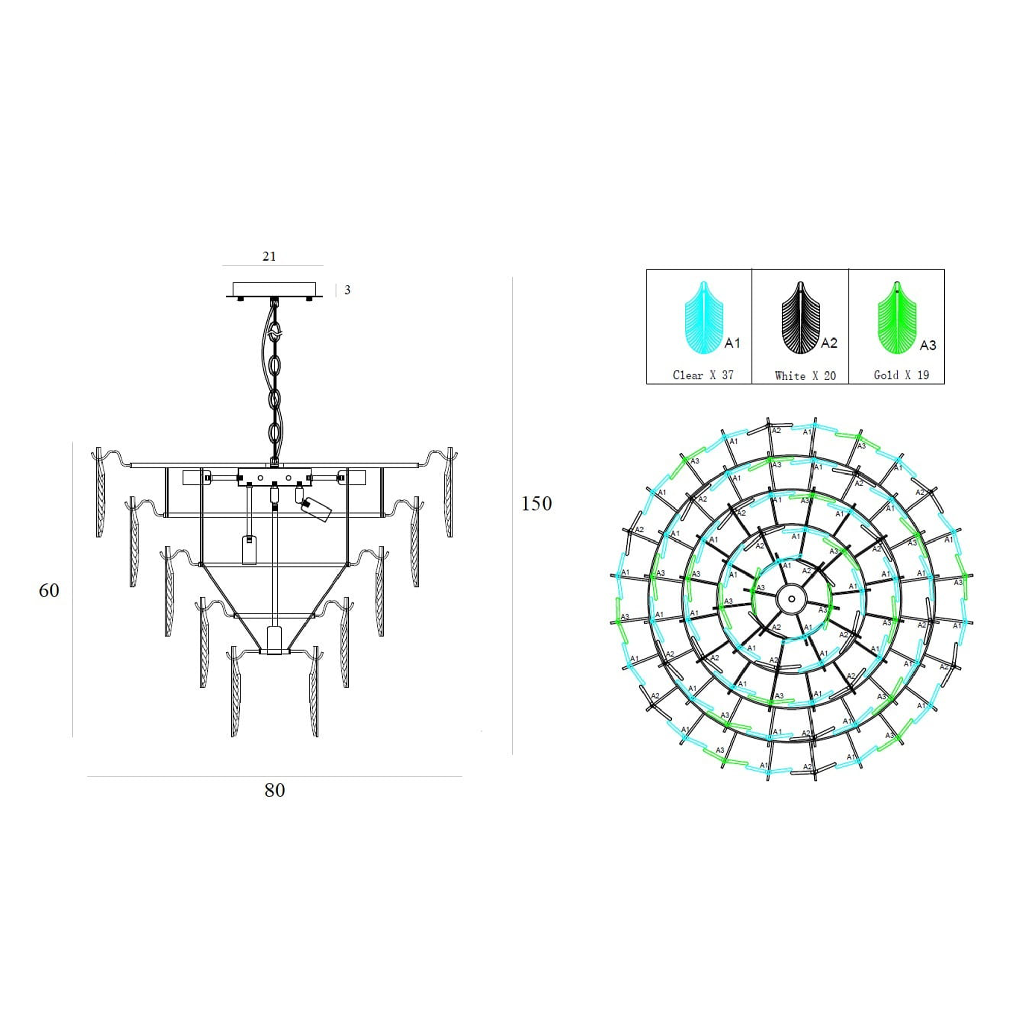 MAXLIGHT ARWENA pakabinamas šviestuvas