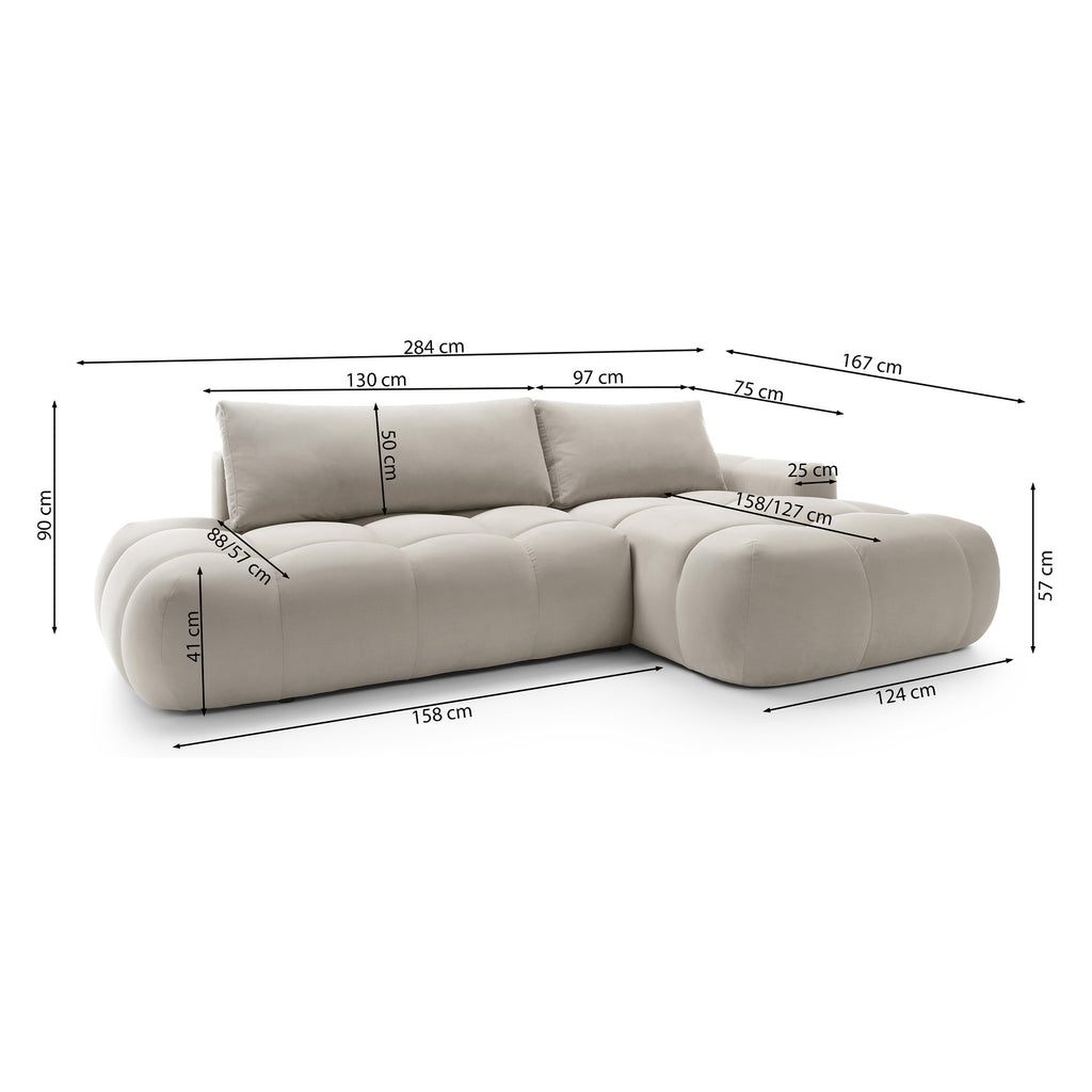 Kampinė miegamoji sofa MOBO 284 cm