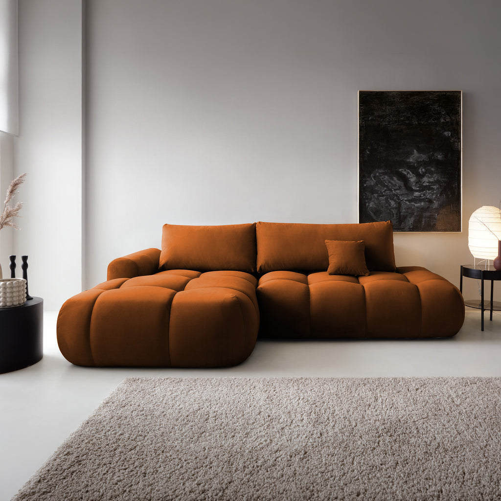 Kampinė miegamojo sofa MOBO Velour 284 cm