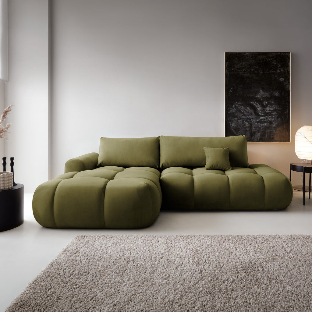 Kampinė miegamojo sofa MOBO Velour 284 cm