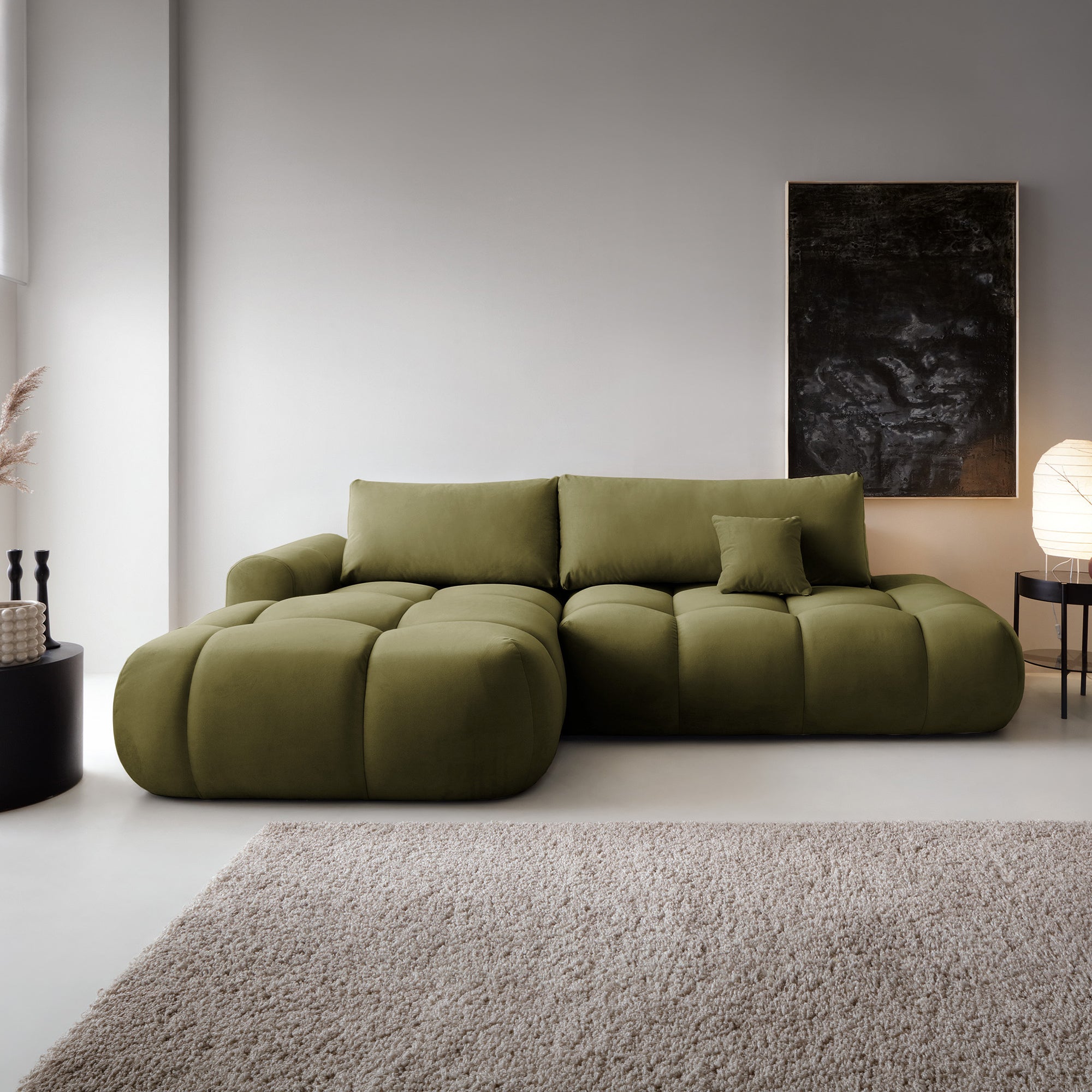 Kampinė miegamojo sofa MOBO Velour 284 cm
