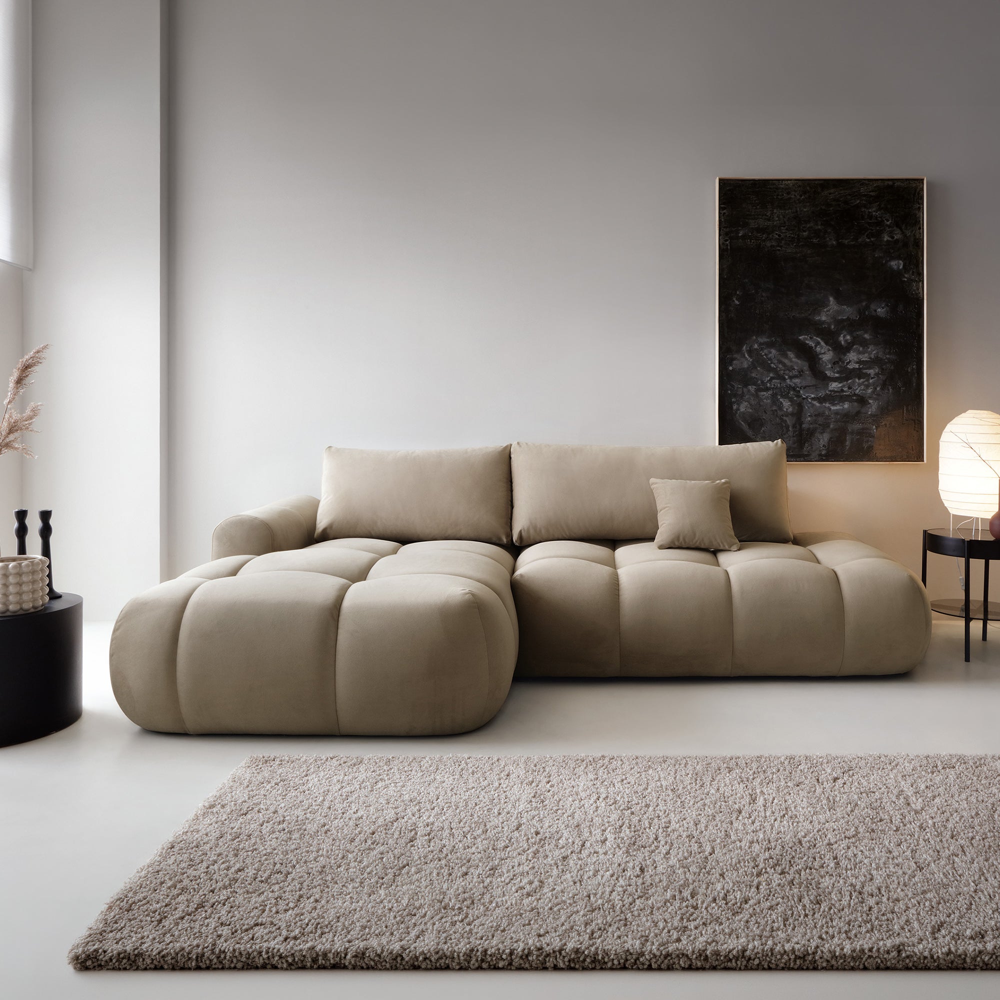 Kampinė miegamojo sofa MOBO Velour 284 cm
