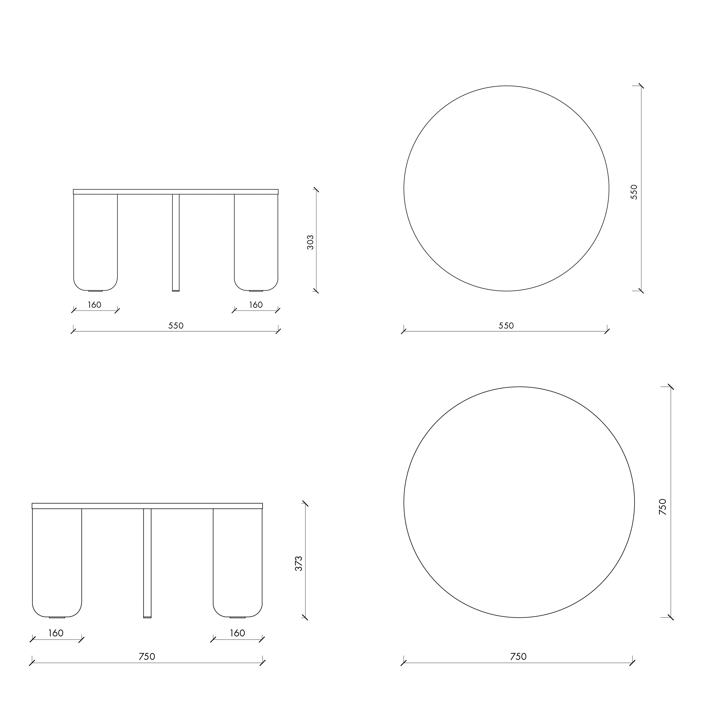 KUVU kavos staliukas Ø 55 cm | Ø 75 cm
