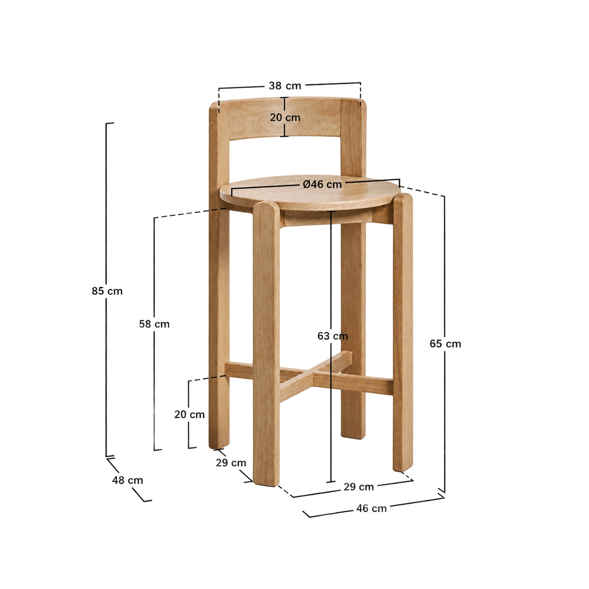 Pusbario kėdė NEROLI 65 cm | 75 cm