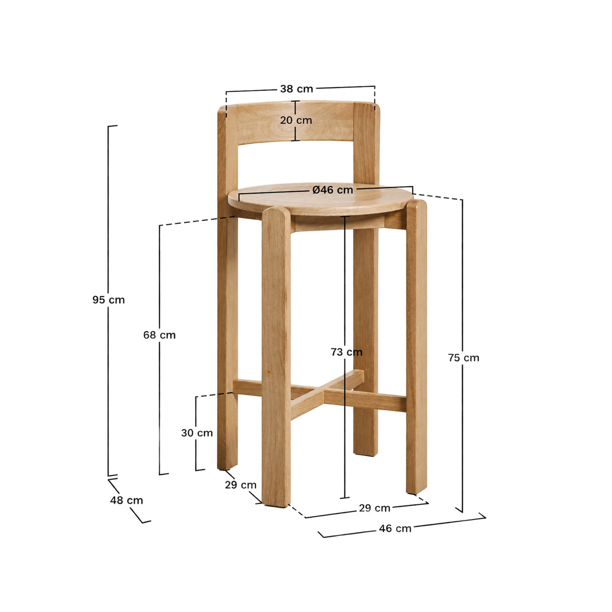 Pusbario kėdė NEROLI 65 cm | 75 cm