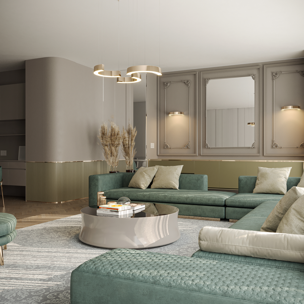 maxlight sieninis lotus šviestuvas modernios klasikos interjere 