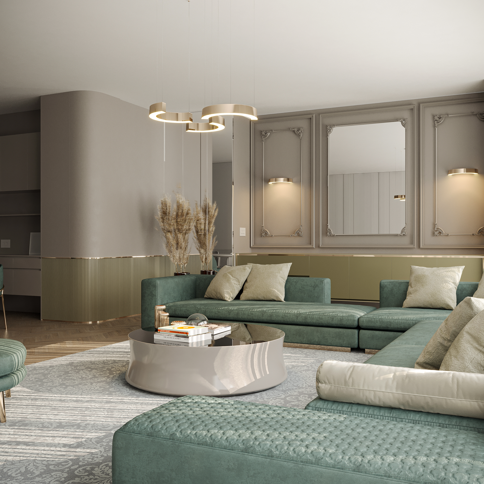 maxlight sieninis lotus šviestuvas modernios klasikos interjere 