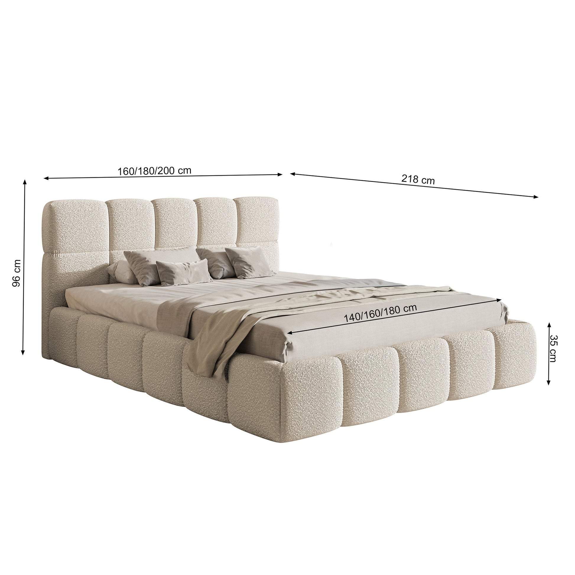 Miegamojo lova UTMA Bouclé audinys