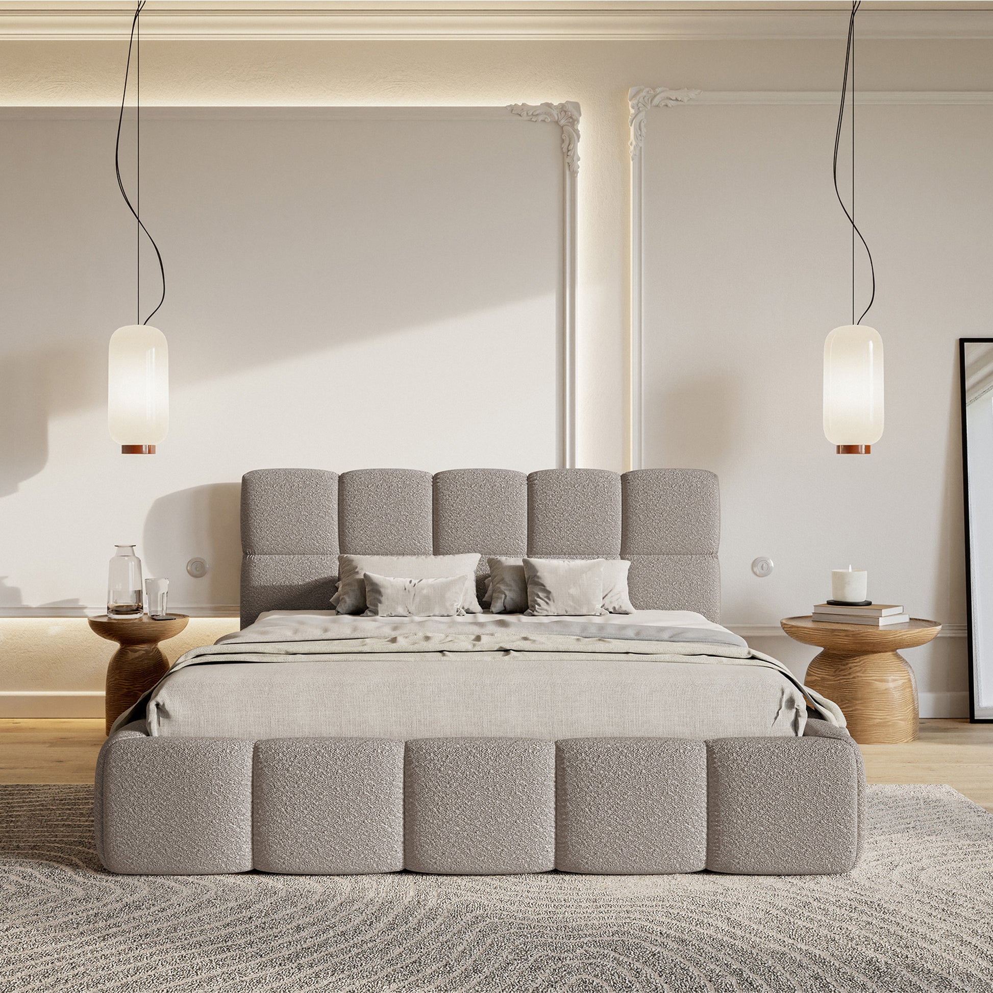 Miegamojo lova UTMA Bouclé audinys