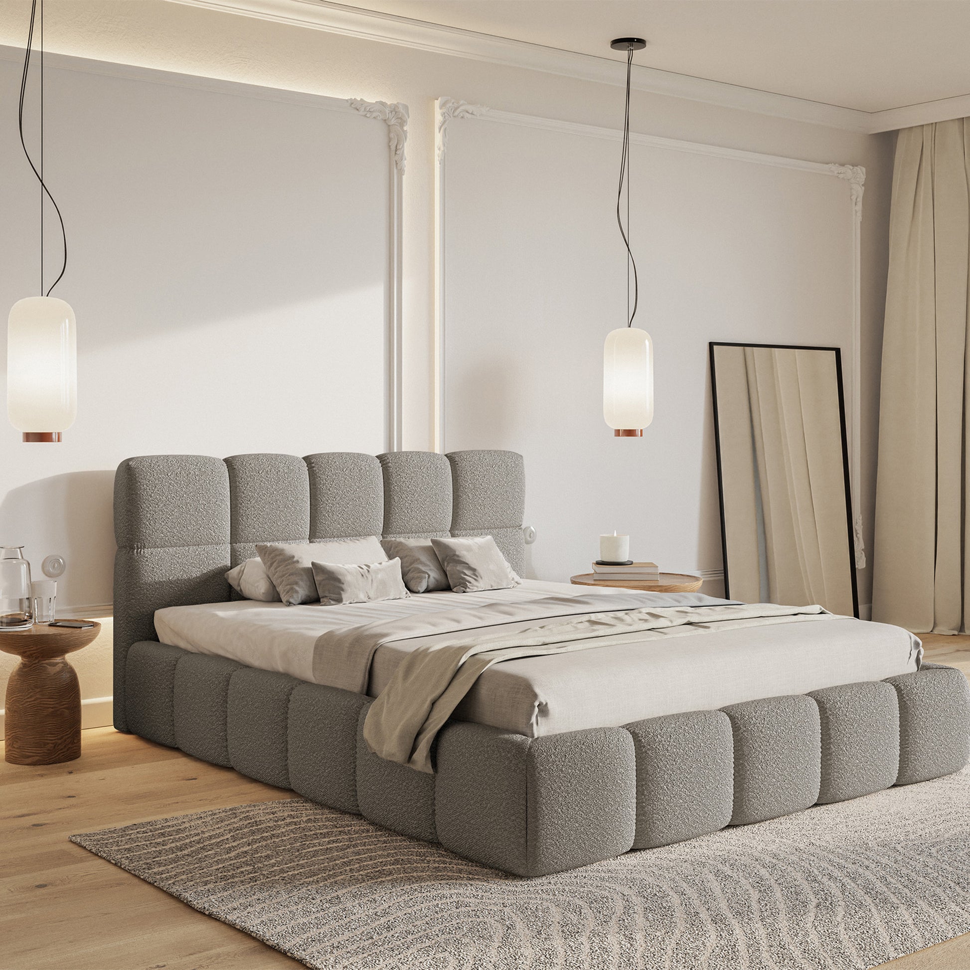 Miegamojo lova UTMA Bouclé audinys