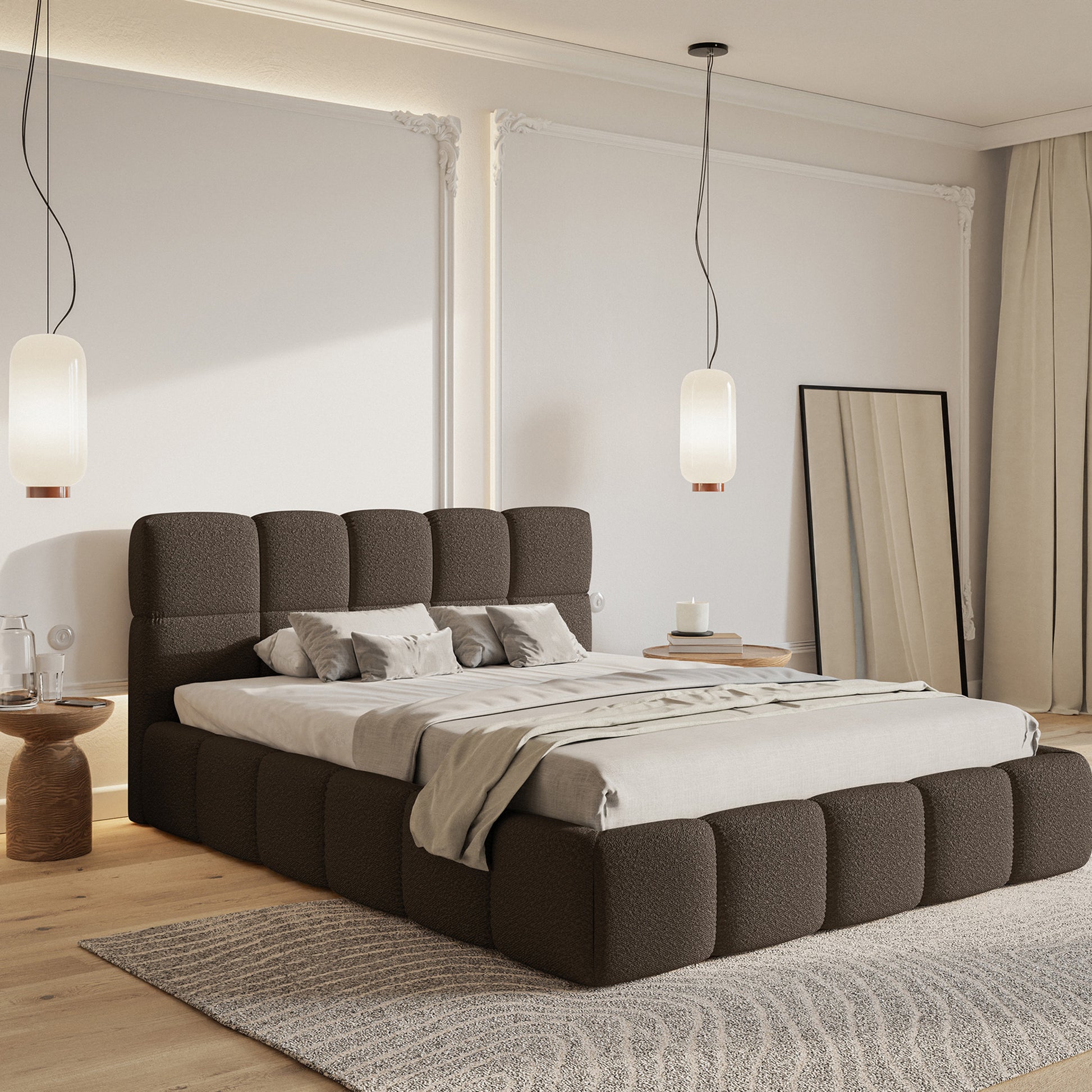 Miegamojo lova UTMA Bouclé audinys