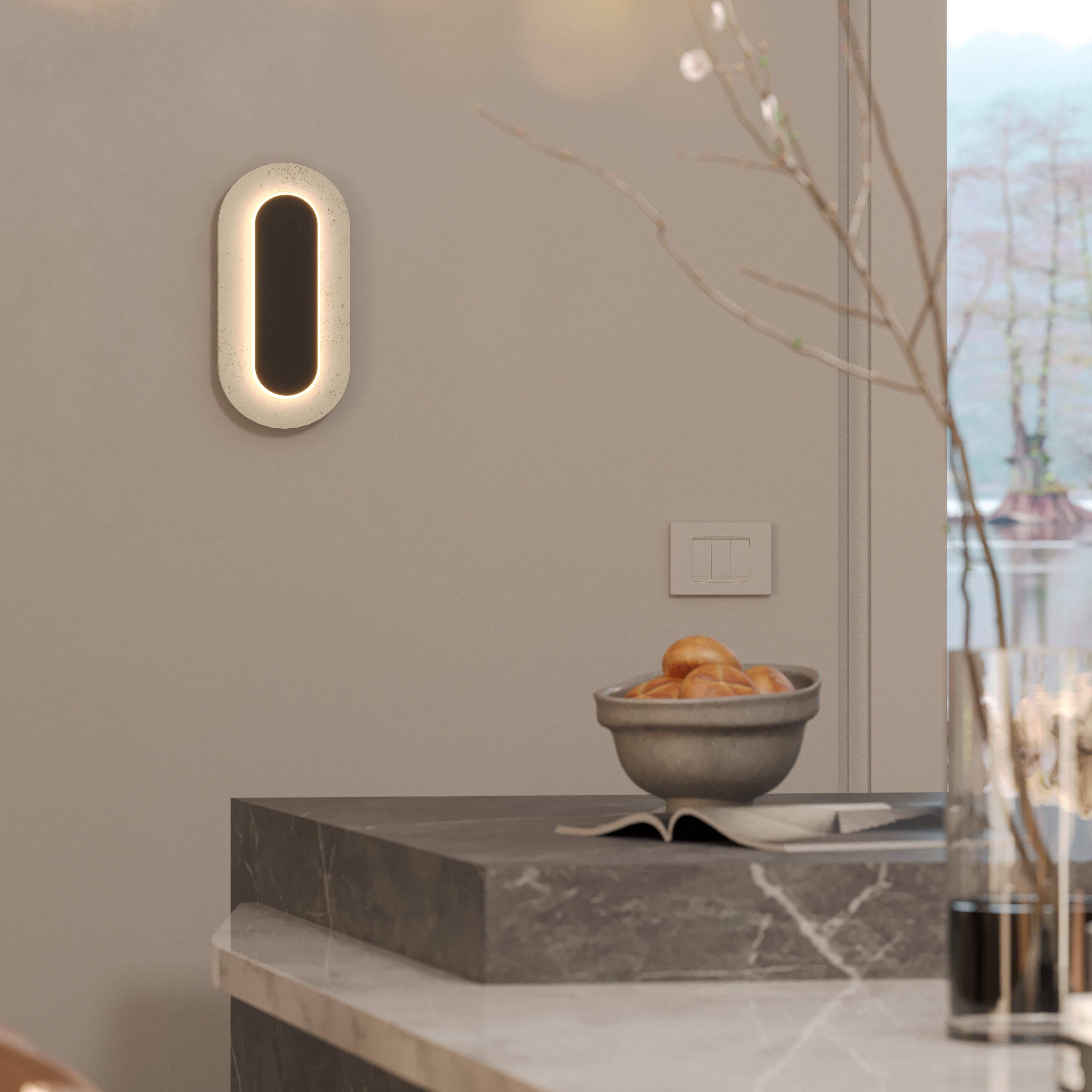 MAXLIGHT TRAVERTINO OVAL sieninis šviestuvas